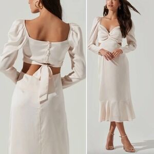 ASTR THE LABEL Lainie Puff Sleeve‎ Cut-Out Midi Dress